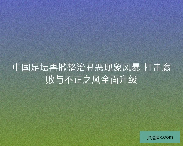 中国足坛再掀整治丑恶现象风暴 打击腐败与不正之风全面升级